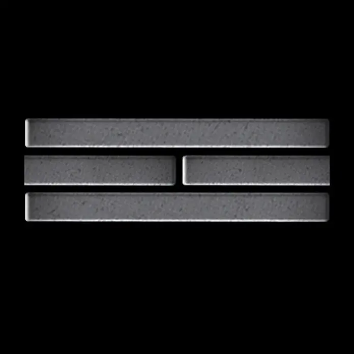 ALLOY Mosaikfliese Mosaik Fliese massiv Metall Rohstahl gewalzt grau 1,6mm stark Deedee-RS - 316 x 247 mm, Grau, Sonstiges - Ein Symbol aus drei texturierten grauen Balken: oben und unten durchgehend, der mittlere Balken ist unterbrochen.