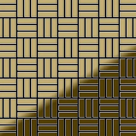 ALLOY  Mosaikfliese Mosaik Fliese massiv Metall Titan hochglanz gold 1,6mm Basketweave-Ti-GM