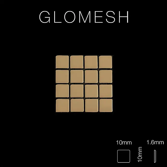 ALLOY Mosaikfliese Mosaik Fliese massiv Titan hochglänzend gold 1,6mm stark Glomesh-Ti-GM - 316 x 316 mm, Gold, Hochglänzend - Matte goldene quadratische Glomesh-Plättchen, 10x10x1.6mm, für Bastelarbeiten und Accessoires.