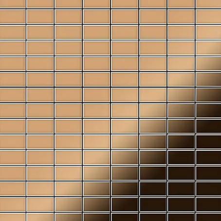 ALLOY  Mosaikfliese Mosaik Fliese massiv Metall Titan hochglanz kupfer 1,6mm Bauhaus-Ti-AM