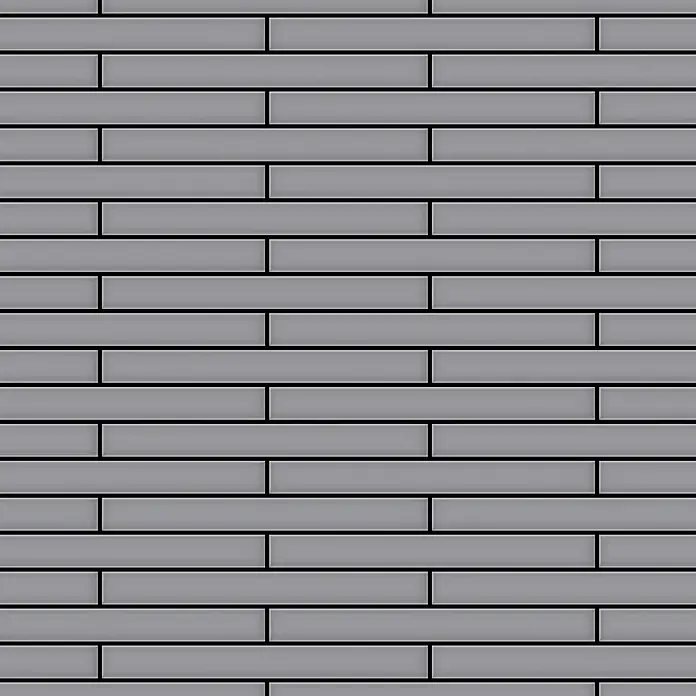 ALLOY Mosaikfliese Mosaik Fliese massiv Metall Edelstahl matt grau 1,6mm stark Deedee-S-S-MA - 316 x 247 mm, Grau, Silber, Matt - Nahtloses Muster aus hellgrauen, rechteckigen Fliesen mit dunklen Fugen, im versetzten Mauerwerk-Stil angeordnet.