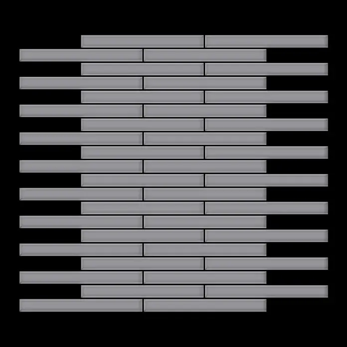 ALLOY Mosaikfliese Mosaik Fliese massiv Metall Edelstahl matt grau 1,6mm stark Deedee-S-S-MA - 316 x 247 mm, Grau, Silber, Matt - Graue rechteckige Fliesen in einem versetzten horizontalen Muster, ähnlich einem Ziegel- oder U-Bahn-Fliesenmosaik.