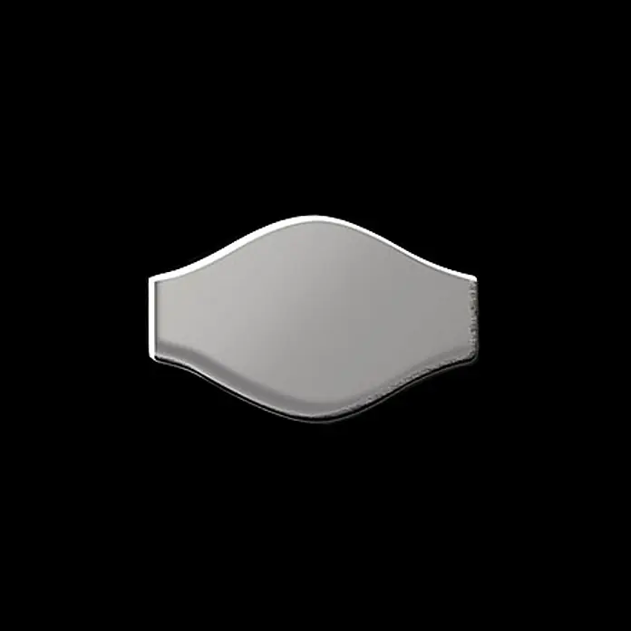 ALLOY Mosaikfliese Mosaik Fliese massiv Edelstahl marine hochglanz grau 1,6mm Karma-S-S-MM - 329 x 301 mm, Grau, Silber, Blau, Hochglänzend - Polierte silberne Metallplakette mit wellenförmigen Konturkanten.