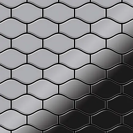 ALLOY  Mosaikfliese Mosaik Fliese massiv Edelstahl marine hochglanz grau 1,6mm Karma-S-S-MM