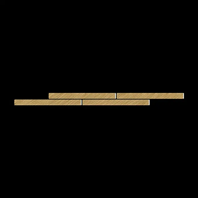 ALLOY Mosaikfliese Mosaik Fliese massiv Metall Titan gebürstet gold 1,6mm stark Avenue-Ti-GB - 289 x 315 mm, Gold, Sonstiges - Rechteckige Mosaikfliesen aus gebürstetem Messing in versetzter Anordnung.