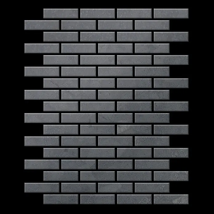 ALLOY Mosaikfliese Mosaik Fliese massiv Metall Rohstahl gewalzt grau 1,6mm stark PK-RS - 309 x 302 mm, Grau, Sonstiges - Dunkelgraue, strukturierte Mosaikfliesen im klassischen Ziegelverband.