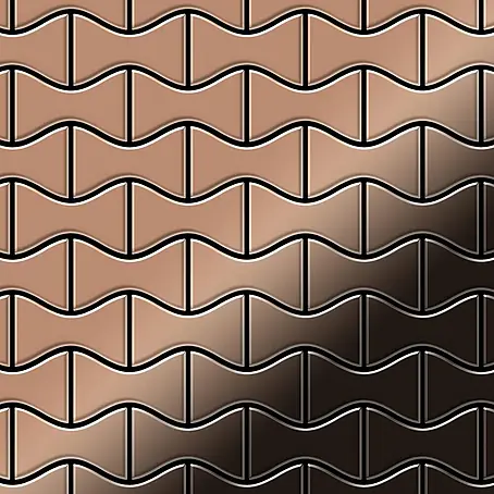 ALLOY  Mosaikfliese Mosaik Fliese massiv Titan hochglänzend kupfer 1,6mm stark Kismet-Ti-AM