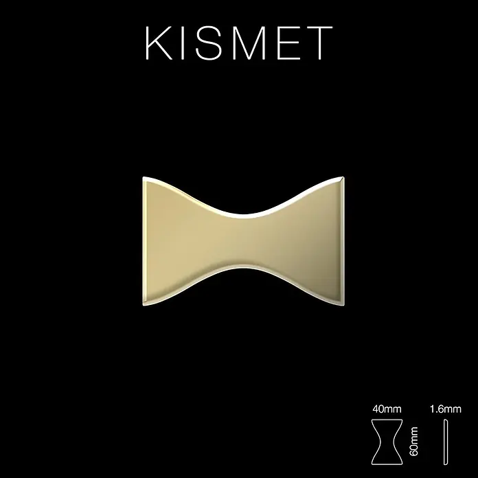 ALLOY Mosaikfliese Mosaik Fliese massiv Titan hochglänzend kupfer 1,6mm stark Kismet-Ti-AM - 329 x 299 mm, Bronze, Hochglänzend - Goldenes, metallisches, schmetterlingsförmiges Emblem mit polierter Oberfläche.