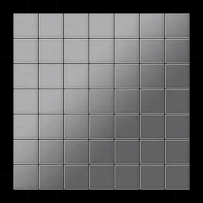 ALLOY Mosaikfliese Mosaik Fliese massiv Edelstahl marine gebürstet grau 1,6mm Attica-S-S-MB - 295 x 295 mm, Grau, Silber, Blau, Sonstiges - Metallisch graue quadratische Fliesen mit gebürsteter Oberfläche.
