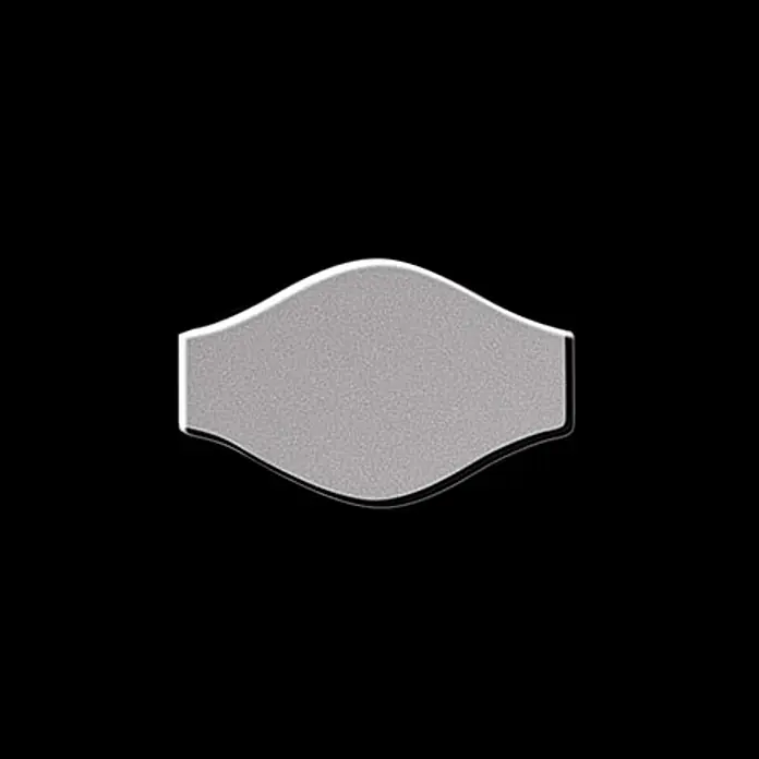 ALLOY Mosaikfliese Mosaik Fliese massiv Metall Edelstahl matt grau 1,6mm stark Karma-S-S-MA - 329 x 301 mm, Grau, Silber, Matt - Hellgraue, texturierte, längliche Plakette mit gewellten Ober- und Unterkanten und flachen Seiten.