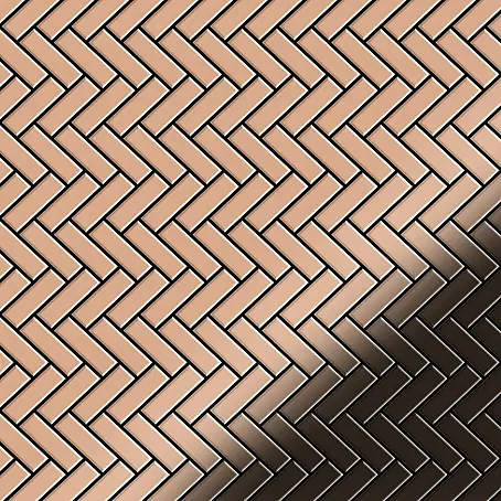 ALLOY  Mosaikfliese Mosaik Fliese massiv Kupfer gewalzt kupfer 1,6mm stark Herringbone-CM