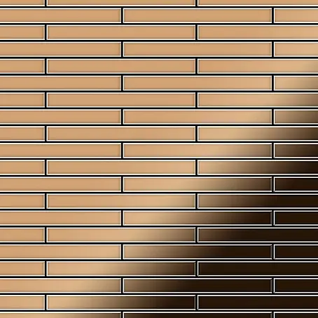 ALLOY  Mosaikfliese Mosaik Fliese massiv Titan hochglänzend kupfer 1,6mm stark Deedee-Ti-AM