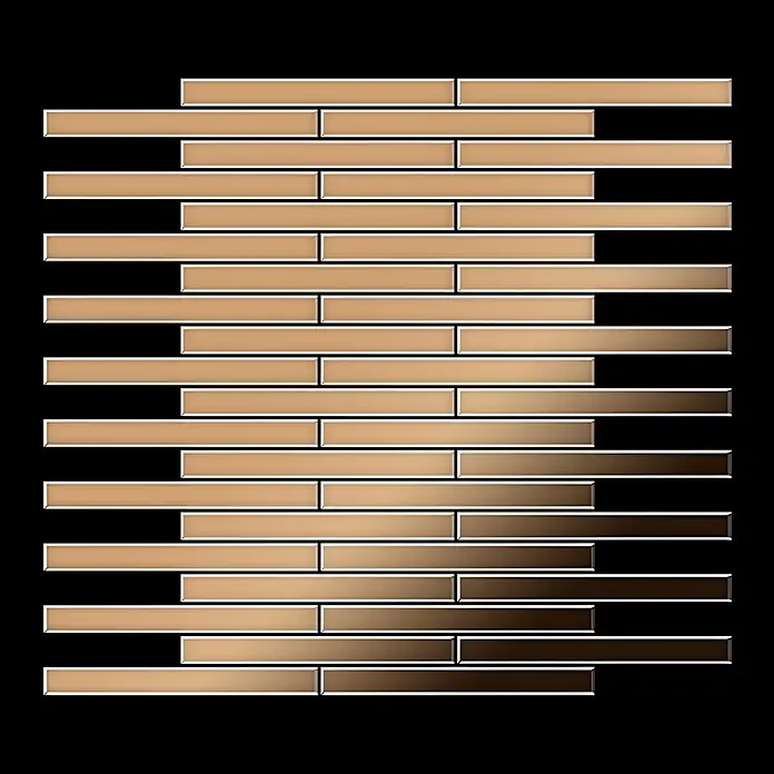ALLOY Mosaikfliese Mosaik Fliese massiv Titan hochglänzend kupfer 1,6mm stark Deedee-Ti-AM - 316 x 247 mm, Bronze, Hochglänzend - Rechteckige Mosaikfliesen in einem Farbverlauf von hellem Beige zu Dunkelbraun, versetzt angeordnet.