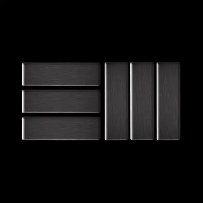 ALLOY Mosaikfliese Mosaik Fliese massiv Titan gebürstet dunkelgrau 1,6mm Basketweave-Ti-SB - 288 x 288 mm, Schwarz, Grau, Sonstiges - Dunkelgraues texturiertes Logo aus drei horizontalen Balken neben drei vertikalen Balken.