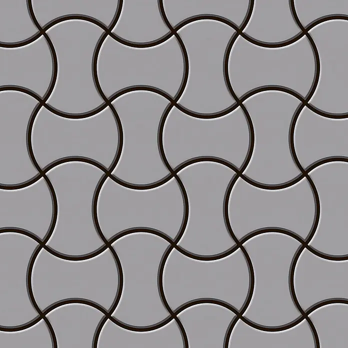 ALLOY Mosaikfliese Mosaik Fliese massiv Metall Edelstahl hochglänzend grau 1,6mm Infinit-S-S-M - 322 x 322 mm, Grau, Silber, Hochglänzend - Graue Verbundpflastersteine in einem durchgehenden Muster.