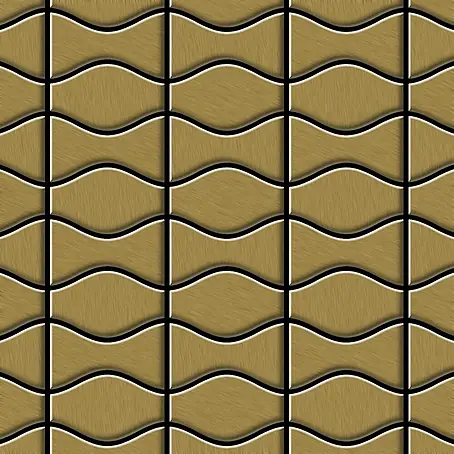 ALLOY  Mosaikfliese Mosaik Fliese massiv Metall Titan gebürstet gold 1,6mm Kismet & Karma-Ti-GB
