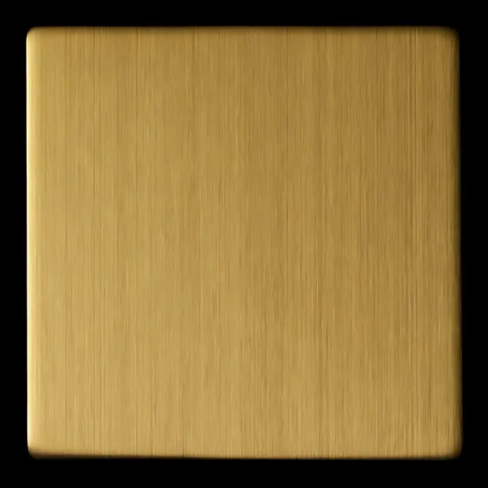 ALLOY Mosaikfliese Mosaik Fliese massiv Metall Titan gebürstet gold 1,6mm stark Attica-Ti-GB - 295 x 295 mm, Gold, Sonstiges - Rechteckige goldfarbene Metallplatte mit gebürsteter Oberfläche und abgerundeten Ecken.