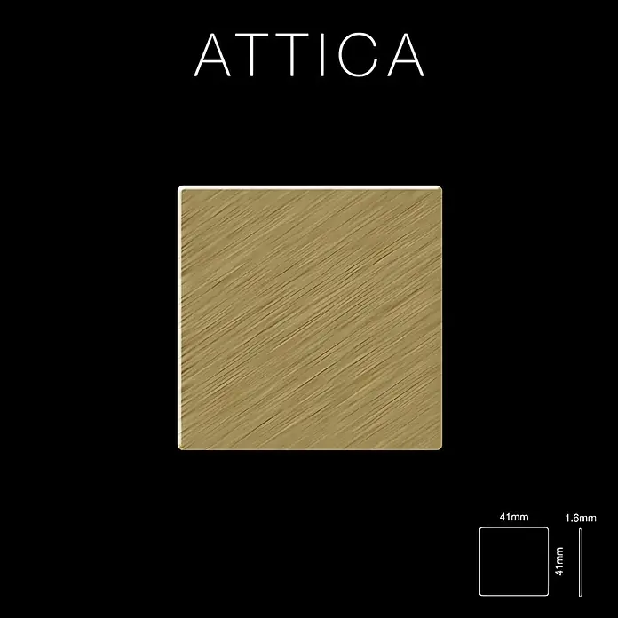 ALLOY Mosaikfliese Mosaik Fliese massiv Metall Titan gebürstet gold 1,6mm stark Attica-Ti-GB - 295 x 295 mm, Gold, Sonstiges - ATTICA hellgoldene quadratische Platte mit feiner diagonaler Holzmaserung, 41x41x1,6mm.