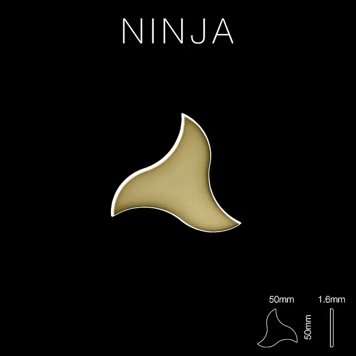 ALLOY Mosaikfliese Mosaik Fliese massiv Metall Messing gewalzt gold 1,6mm stark Ninja-BM - 313 x 255 mm, Gold, Sonstiges - Goldfarbenes, ergonomisches Ninja-Gitarrenplektrum, 50mm lang und 1.6mm dick.