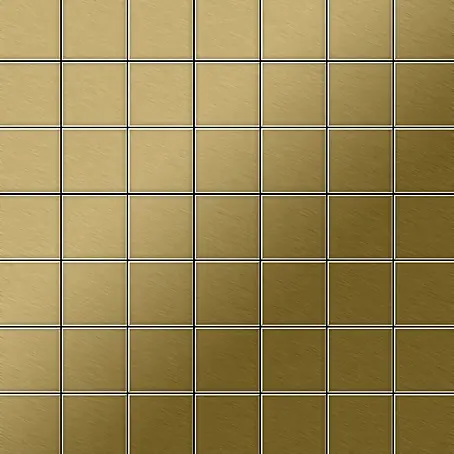 ALLOY  Mosaikfliese Mosaik Fliese massiv Metall Titan gebürstet gold 1,6mm stark Attica-Ti-GB