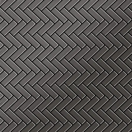 ALLOY  Mosaikfliese Mosaik Fliese massiv Titan hochglanz dunkelgrau 1,6mm Herringbone-Ti-SM