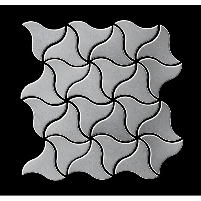 ALLOY Mosaikfliese Mosaik Fliese massiv Edelstahl gebürstet grau 1,6mm stark Ninja-S-S-B - 313 x 255 mm, Grau, Silber, Sonstiges - Gebürstete Metallmosaikfliesen in einem ineinandergreifenden Wellenmuster.