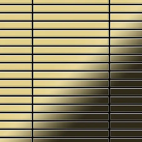ALLOY  Mosaikfliese Mosaik Fliese massiv Metall Messing gewalzt gold 1,6mm stark Linear-BM
