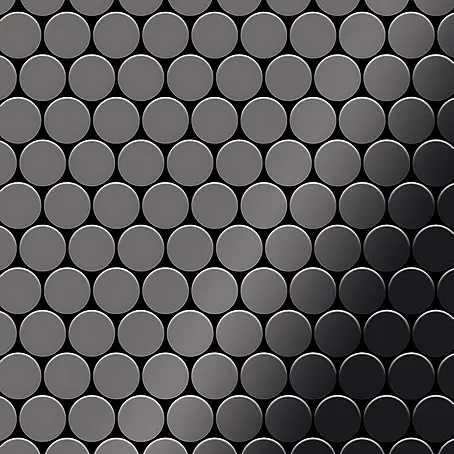 ALLOY  Mosaikfliese Mosaik Fliese massiv Metall Titan hochglanz dunkelgrau 1,6mm Dome-Ti-SM
