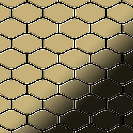 ALLOY  Mosaikfliese Mosaik Fliese massiv Metall Titan hochglänzend gold 1,6mm stark Karma-Ti-GM