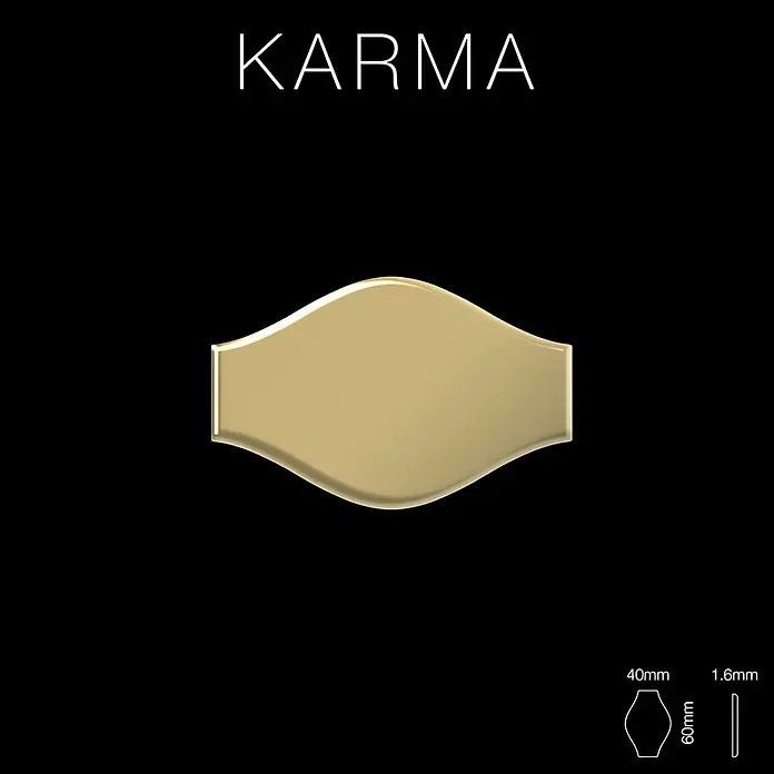 ALLOY Mosaikfliese Mosaik Fliese massiv Metall Titan gebürstet gold 1,6mm stark Karma-Ti-GB - 329 x 301 mm, Gold, Sonstiges - Goldfarbene, rechteckig-ovale Plakette. Maße: 60x40x1.6mm.