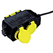 Feuchtraum-Steckdosenblock (H07RN-F3G1,5, 4-fach, 5 m, IP44, Schwarz/Gelb)