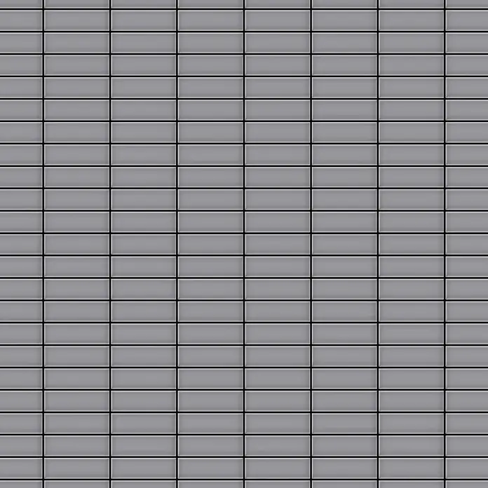 ALLOY Mosaikfliese Mosaik Fliese massiv Metall Edelstahl matt grau 1,6mm stark Cabin-S-S-MA - 316 x 329 mm, Grau, Silber, Matt - Nahtloses Muster aus hellgrauen rechteckigen Fliesen mit schwarzem Fugenmörtel.