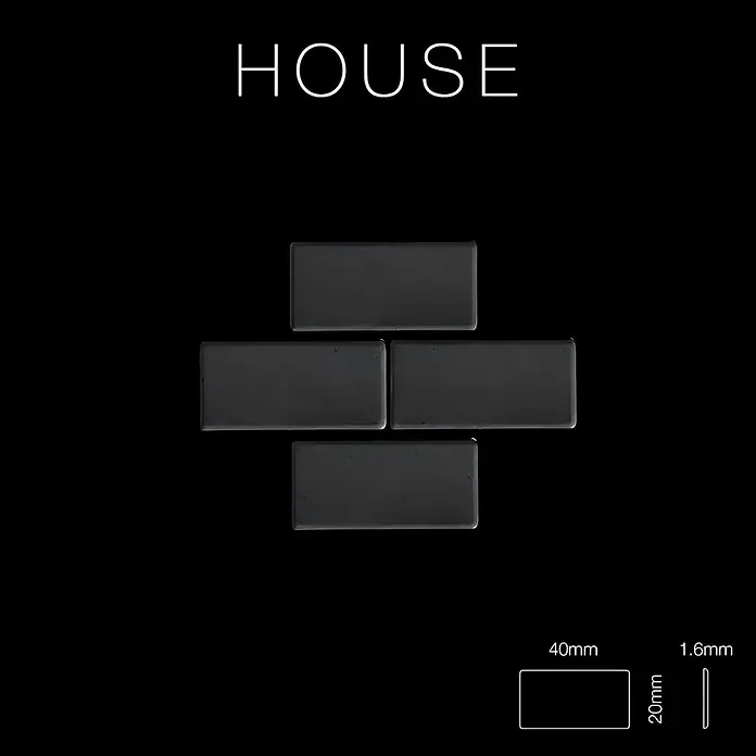 ALLOY Mosaikfliese Mosaik Fliese massiv Metall Rohstahl gewalzt grau 1,6mm stark House-RS - 318 x 307 mm, Grau, Sonstiges - Dunkelgraue rechteckige Fliese, 40x20mm mit 1,6mm Dicke.