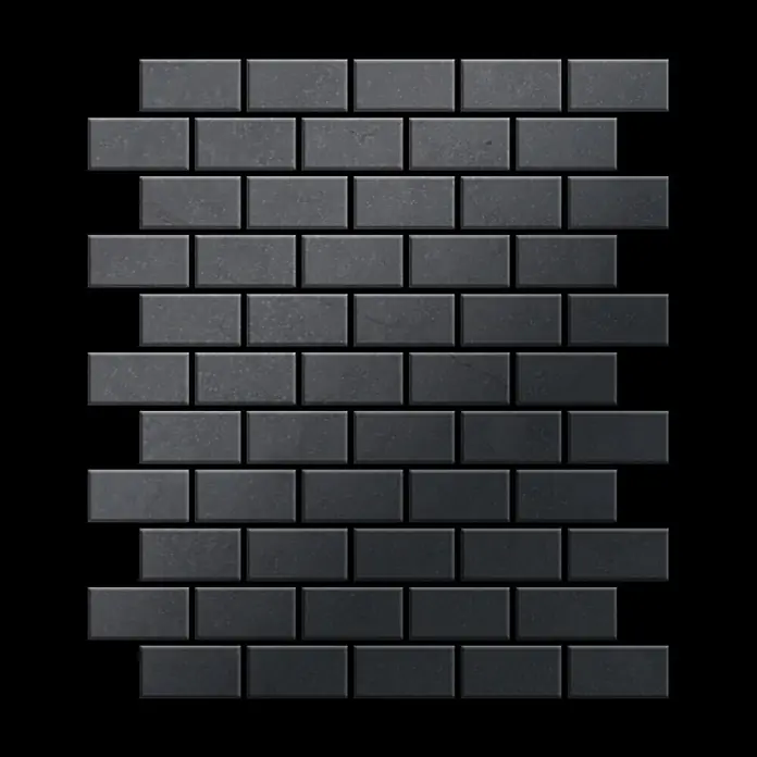 ALLOY Mosaikfliese Mosaik Fliese massiv Metall Rohstahl gewalzt grau 1,6mm stark House-RS - 318 x 307 mm, Grau, Sonstiges - Dunkelgraue matte U-Bahn-Fliesen im versetzten Verband.