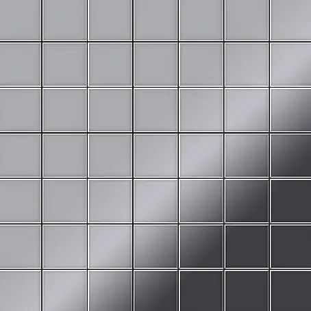 ALLOY  Mosaikfliese Mosaik Fliese massiv Edelstahl hochglänzend grau 1,6mm stark Attica-S-S-M