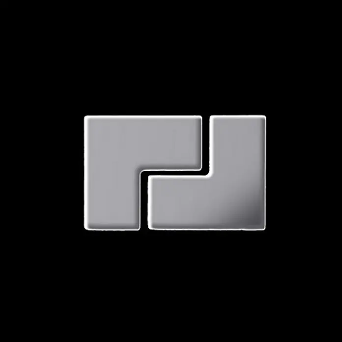 ALLOY Mosaikfliese Mosaik Fliese massiv Edelstahl hochglänzend grau 1,6mm stark Kink-S-S-M - 307 x 304 mm, Grau, Silber, Hochglänzend - Zwei reflektierende silberne L-förmige Geometrie-Teile.