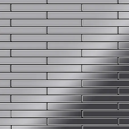 ALLOY  Mosaikfliese Mosaik Fliese massiv Metall Edelstahl hochglanz grau 1,6mm Avenue-S-S-M