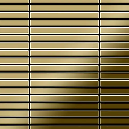 ALLOY  Mosaikfliese Mosaik Fliese massiv Titan hochglänzend gold 1,6mm stark Linear-Ti-GM