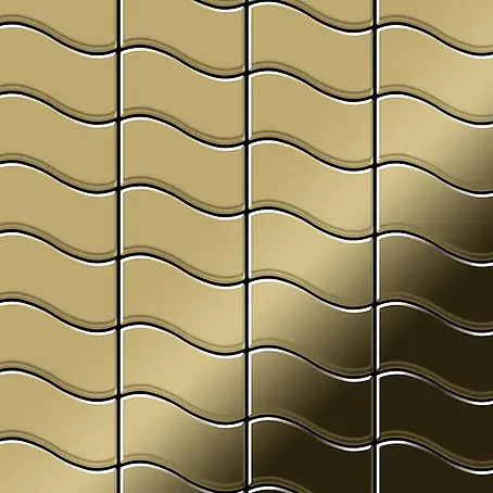 ALLOY  Mosaikfliese Mosaik Fliese massiv Metall Titan hochglänzend gold 1,6mm stark Flux-Ti-GM