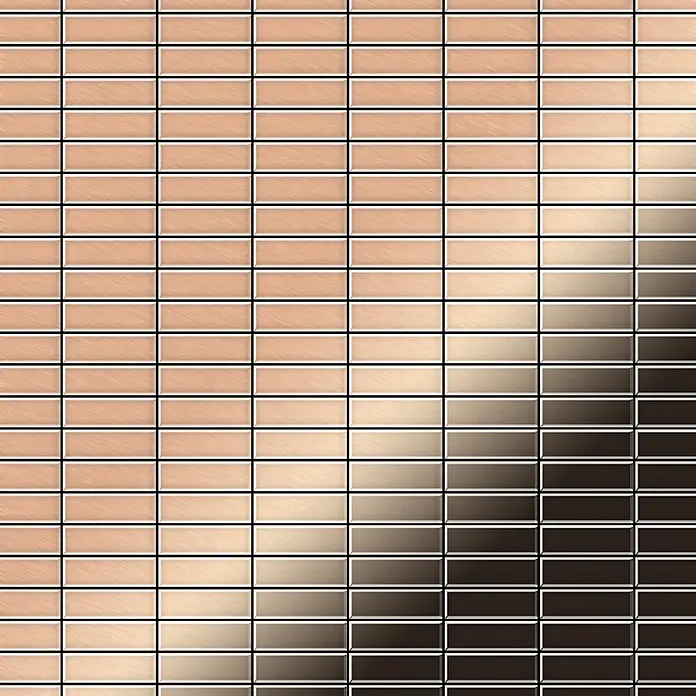 ALLOY Mosaikfliese Mosaik Fliese massiv Metall Kupfer gewalzt kupfer 1,6mm stark Cabin-CM - 316 x 329 mm, Bronze, Sonstiges - Geflieste Gradiententextur, von hellbeige zu dunkelbraun/schwarz verlaufend.