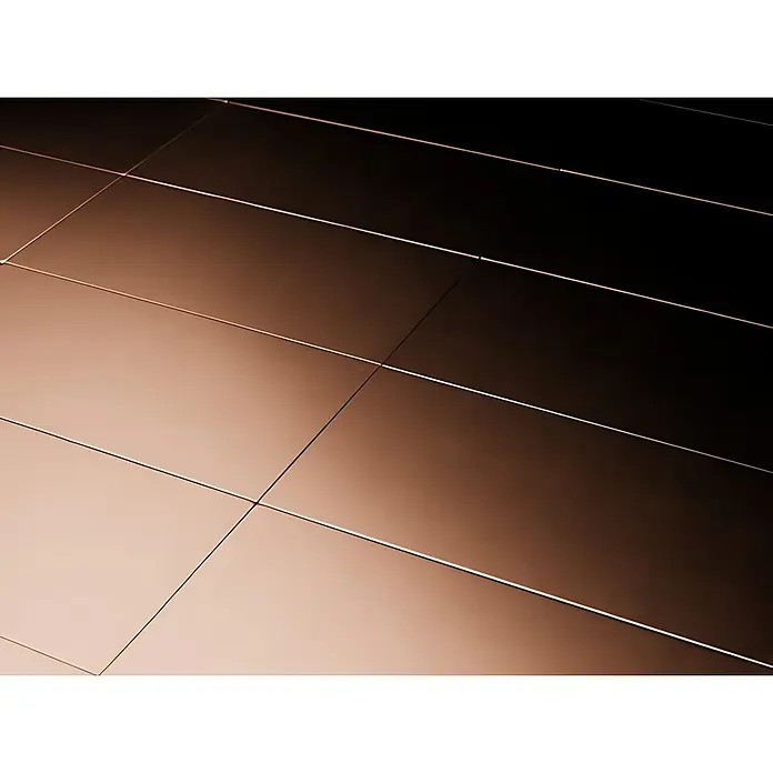ALLOY Mosaikfliese Mosaik Fliese massiv Metall Kupfer gewalzt Kupfer 1,6mm stark Subway-CM - 76 x 152 mm, Bronze, Sonstiges - Glänzende, kupferfarbene Fliesenoberfläche mit starkem Lichtgradienten, durch dünne Linien segmentiert.