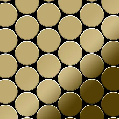 ALLOY  Mosaikfliese Mosaik Fliese massiv Titan hochglänzend gold 1,6mm stark Medallion-Ti-GM