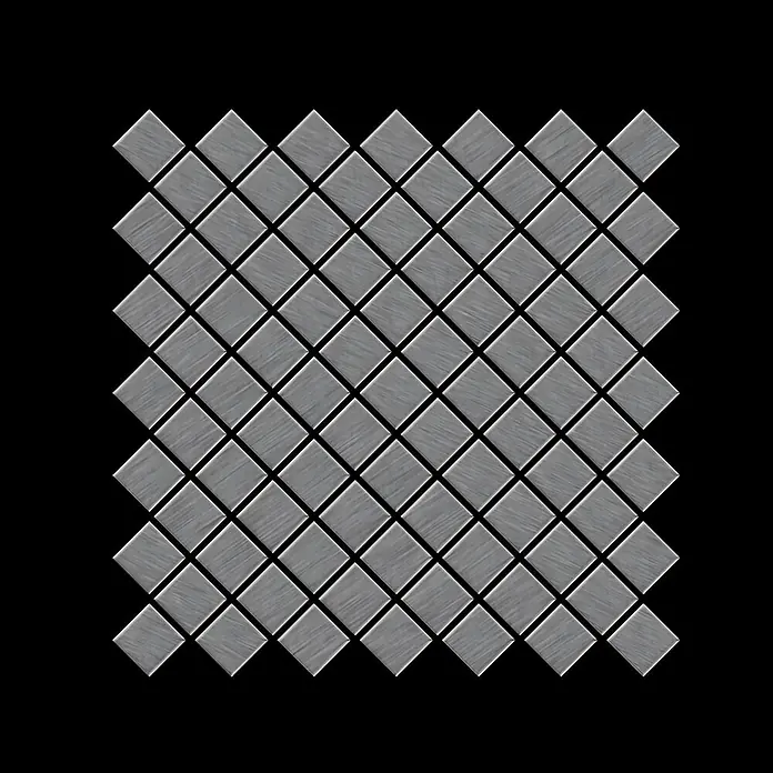 ALLOY Mosaikfliese Mosaik Fliese massiv Edelstahl gebürstet grau 1,6mm stark Diamond-S-S-B - 319 x 319 mm, Grau, Silber, Sonstiges - Graue Mosaikfliesen aus gebürstetem Metall im Rautenmuster.