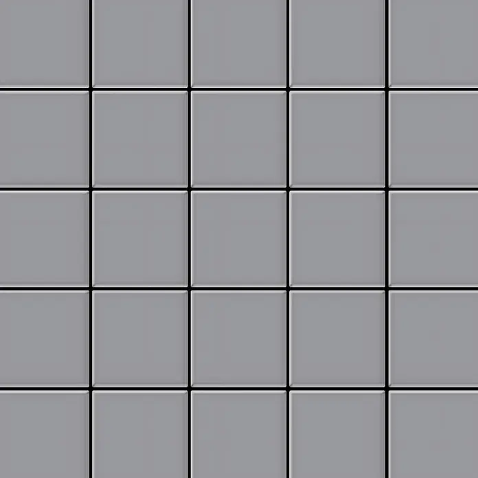 ALLOY Mosaikfliese Mosaik Fliese massiv Metall Edelstahl matt grau 1,6mm stark Century-S-S-MA - 98 x 98 mm, Grau, Silber, Matt - Nahtloses Muster aus glänzenden grauen quadratischen Fliesen mit dunklen Fugen.