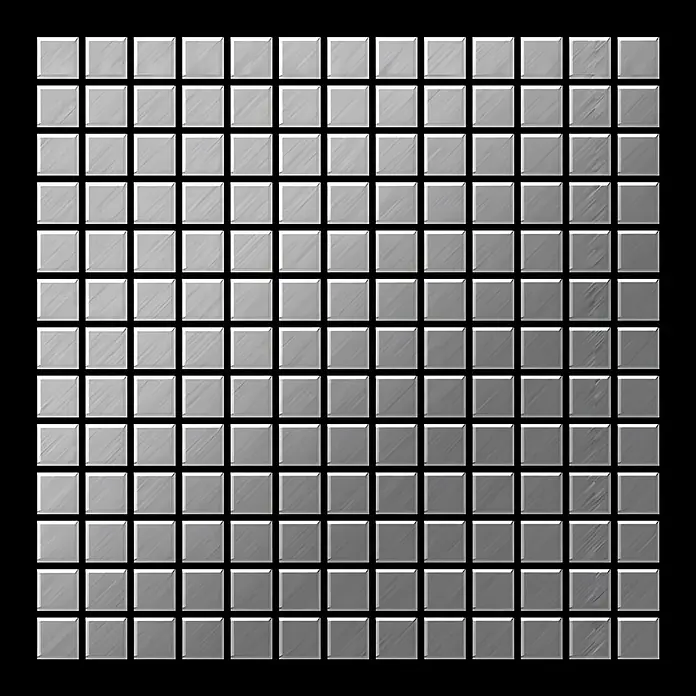 ALLOY Mosaikfliese Mosaik Fliese massiv Edelstahl gebürstet grau 1,6mm stark Mosaic-S-S-B - 322 x 322 mm, Grau, Silber, Sonstiges - Metallisches quadratisches Fliesenmosaik in Silber mit reflektierender, gebürsteter Textur.