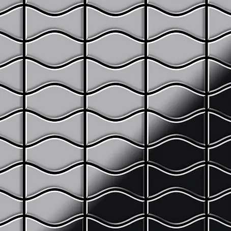ALLOY  Mosaikfliese Mosaik Fliese massiv Edelstahl hochglanz grau 1,6mm Kismet & Karma-S-S-M