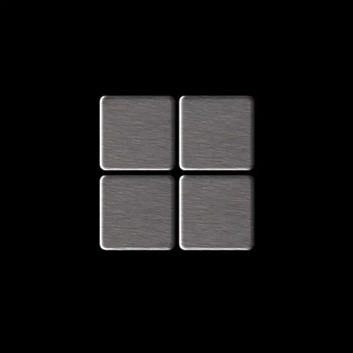 ALLOY Mosaikfliese Mosaik Fliese massiv Edelstahl gebürstet grau 1,6mm stark Mosaic-S-S-B - 322 x 322 mm, Grau, Silber, Sonstiges - Vier gebürstete Metallquadrate mit abgerundeten Ecken, in einem 2x2-Raster angeordnet.