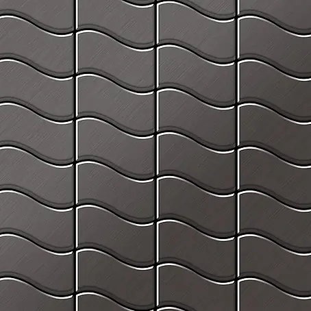 ALLOY  Mosaikfliese Mosaik Fliese massiv Titan gebürstet dunkelgrau 1,6mm stark Flux-Ti-SB