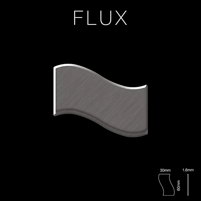 ALLOY Mosaikfliese Mosaik Fliese massiv Titan gebürstet dunkelgrau 1,6mm stark Flux-Ti-SB - 318 x 305 mm, Schwarz, Grau, Sonstiges - Wellenförmiges Profil aus gebürstetem Metall, 60x30x1,6mm.