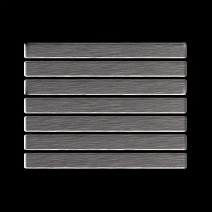 ALLOY Mosaikfliese Mosaik Fliese massiv Edelstahl marine gebürstet grau 1,6mm Linear-S-S-MB - 316 x 297 mm, Grau, Silber, Blau, Sonstiges - Sieben horizontale Leisten mit gebürsteter, metallisch grauer Oberfläche.